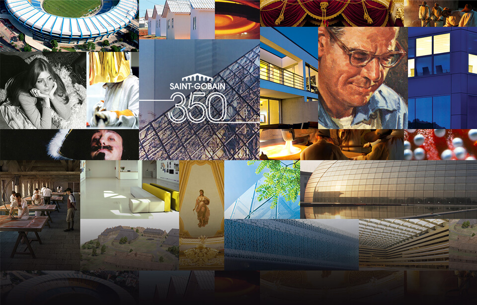 collage of Saint-Gobain virtual expo celebrating 350 years